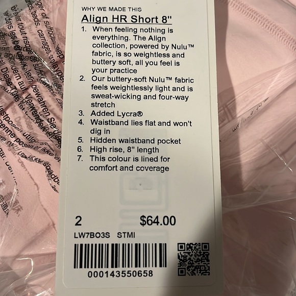 !!New Arrival!! Lululemon strawberry milkshake 8" align shorts - Picture 4 of 7